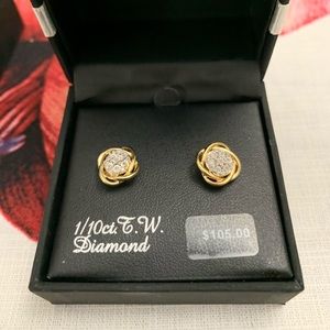 Gold Plated earring with 1/10 CTTW diamonds